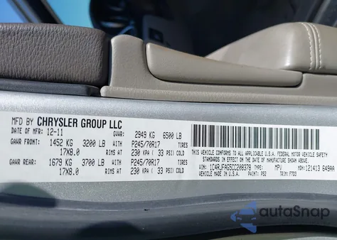 2012 Jeep Grand Cherokee Laredo из США, поврежденный, VIN 1C4RJFAG5CC208378